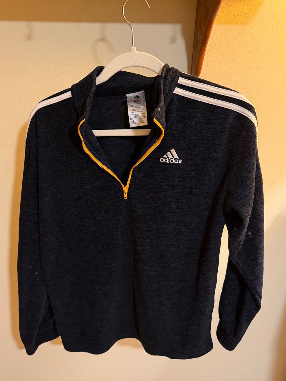 adidas kids Dark Navy Quarter-Zip Pullover with Yellow Zipper
